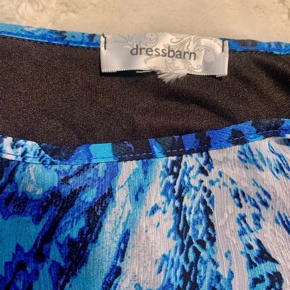 Dress Barn Tunic Top XL 14/16 Blue Black White Animal Print Short Sleeves - Picture 11 of 16